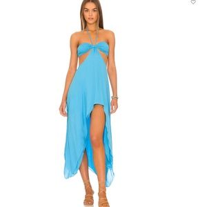 Indah Misha Bandeau Maxi Dress in High (Blue)
